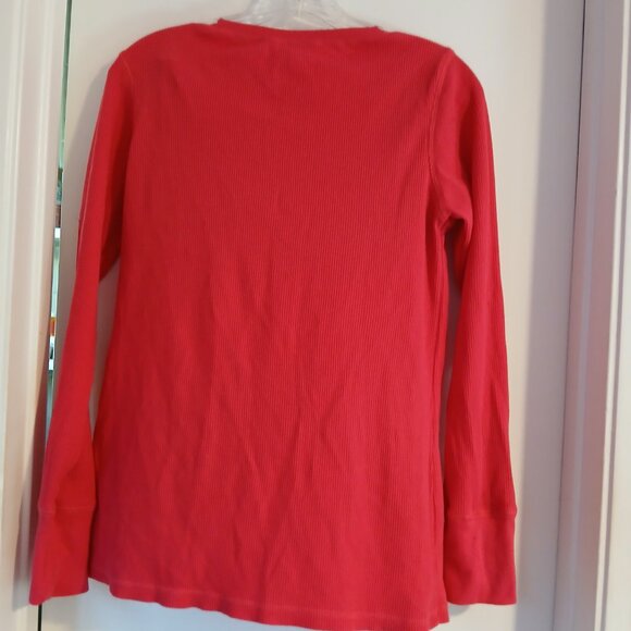 Hue Women's Red Long Sleeve Waffle Knit Scottie Dag Print Top - Picture 6 of 6